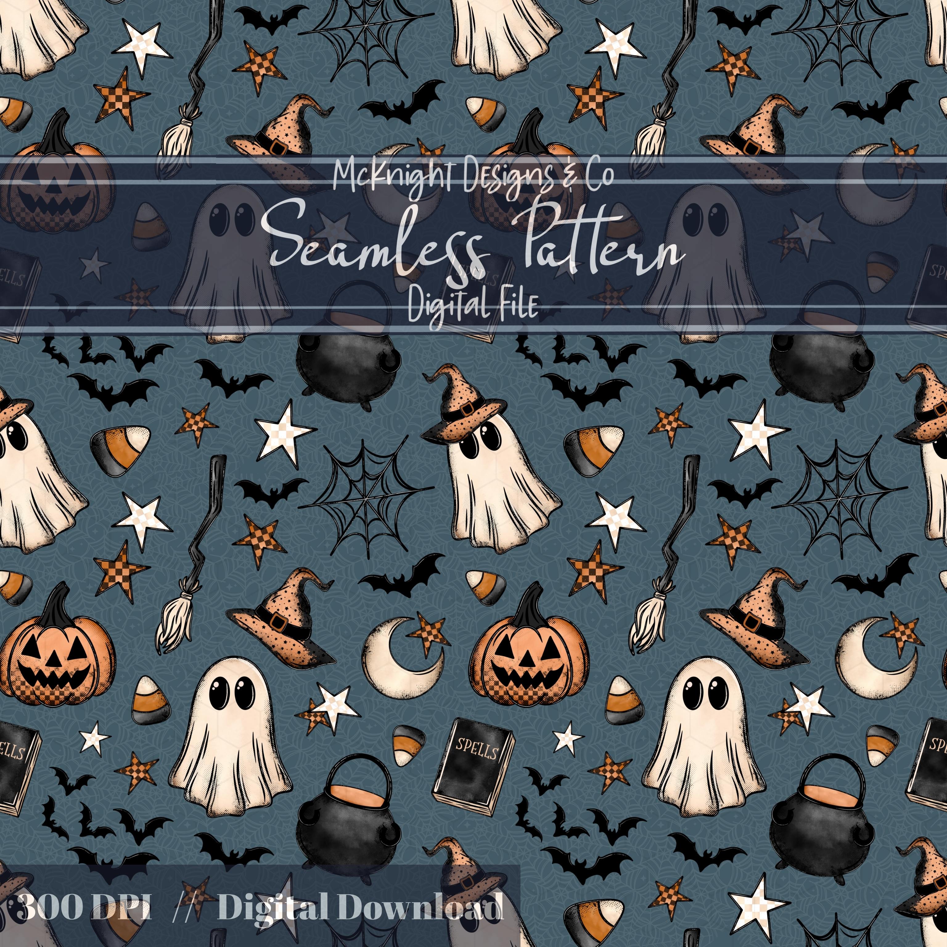 Halloween Spooky Witch Seamless Pattern | Digital Paper | 4 Colorways ...