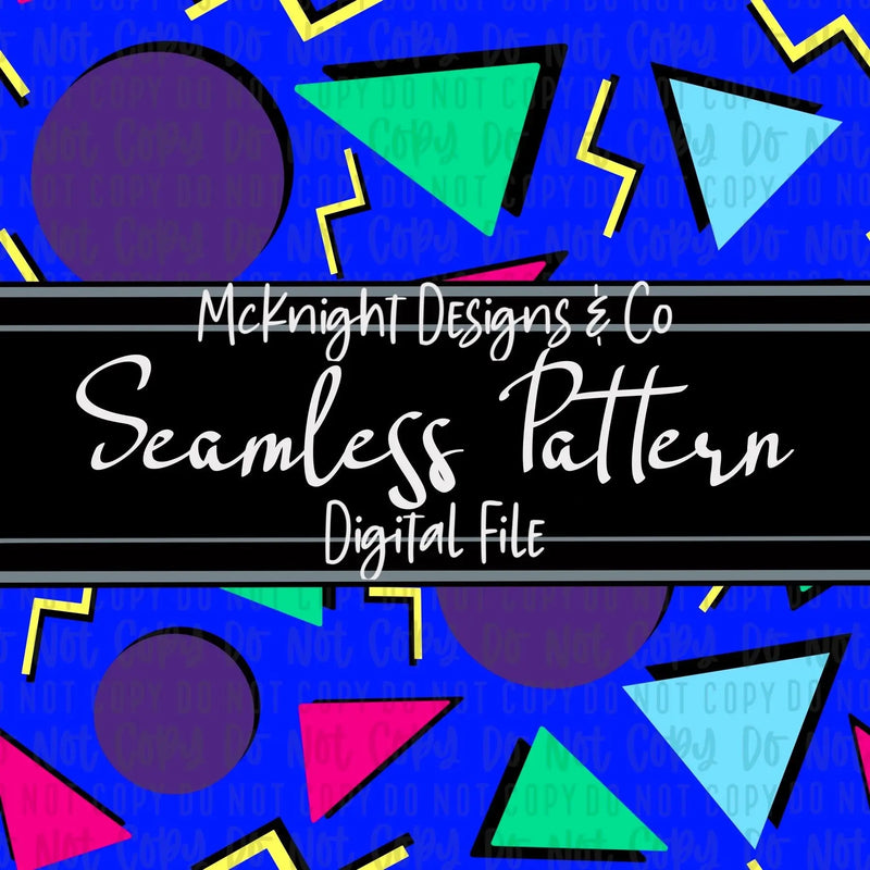 Neon 90s geometric seamless pattern – Bright Memphis-style shapes for sublimation, fabric & vinyl projects