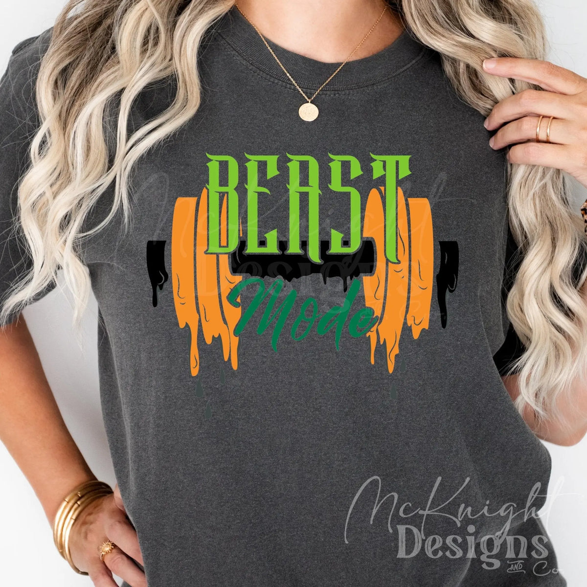 Beast Mode PNG with drippy dumbbell – digital gym workout design for sublimation, DTF & UVDTF prints