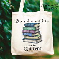 Bookmarks Are for Quitters PNG – funny hand-drawn book stack digital design for book lovers, sublimation, DTF, and UVDTF projects