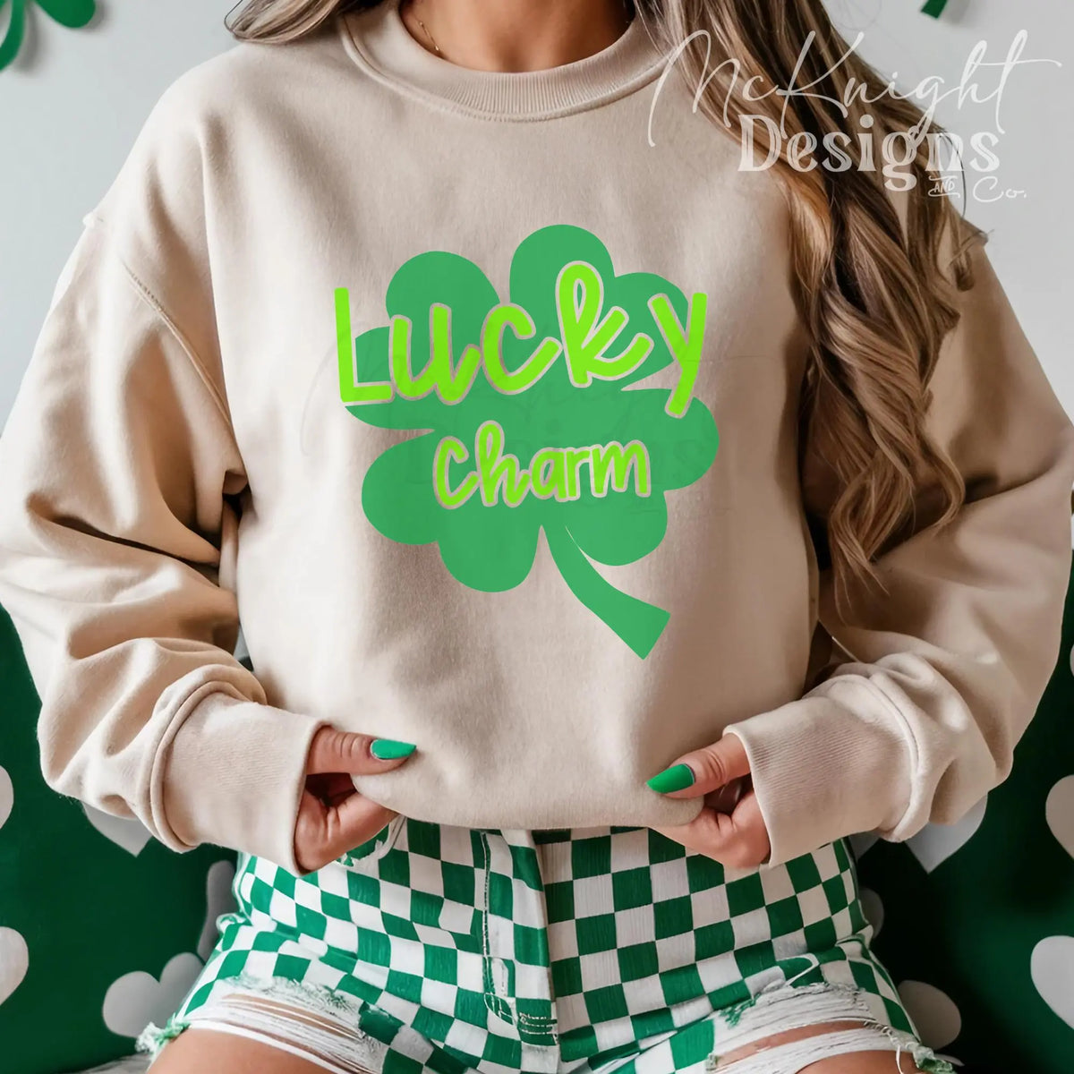 Digital Design SVG PNG - Lucky Charm 4 Leaf Clover (simple) - McKnight Designs & Co