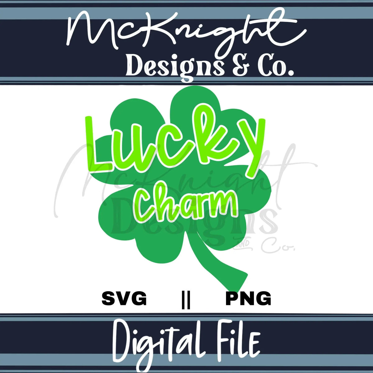 Digital Design SVG PNG - Lucky Charm 4 Leaf Clover (simple) - McKnight Designs & Co