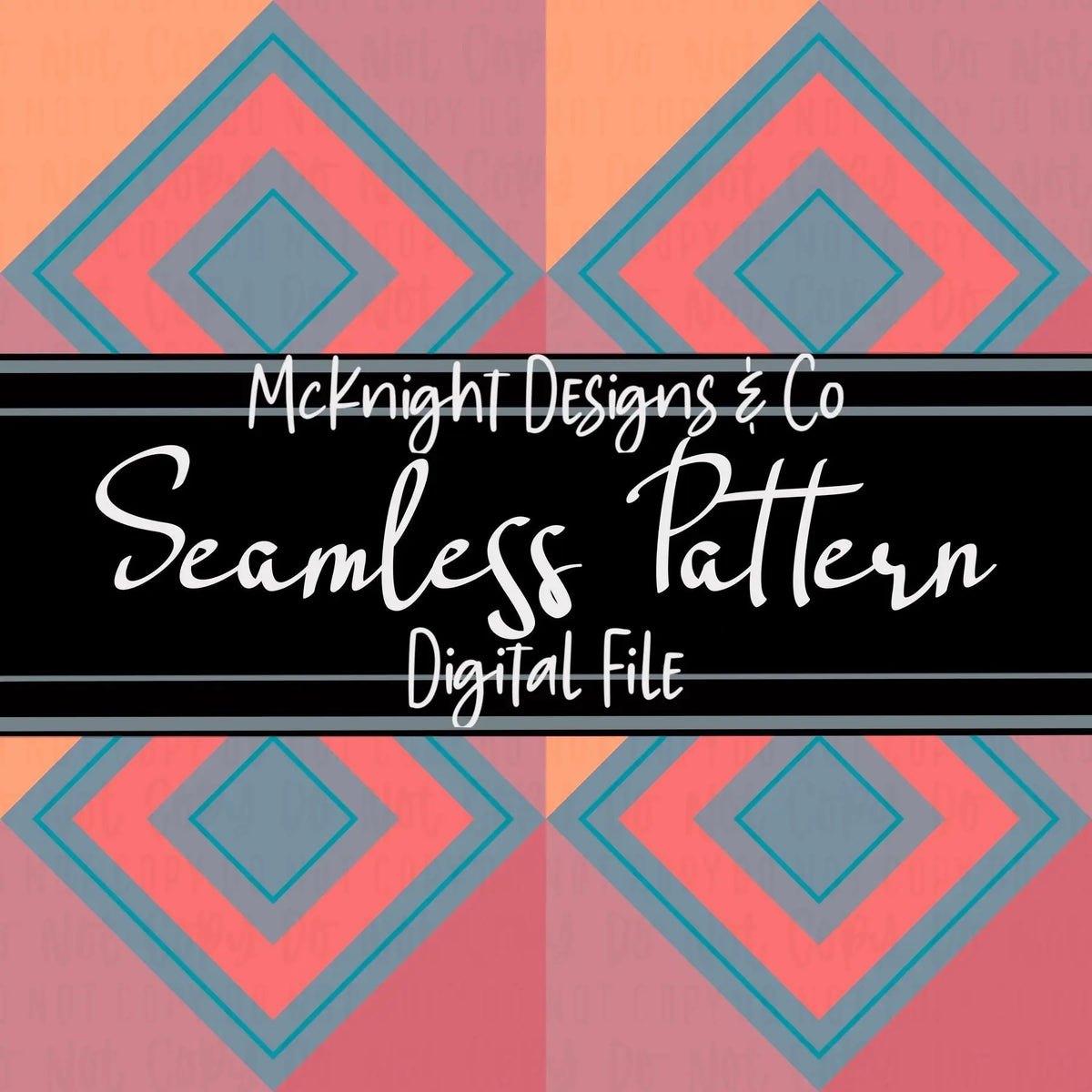 Geometric Diamond Blocks Seamless Pattern – Hand-drawn digital design for fabrics, printed vinyl & sublimation