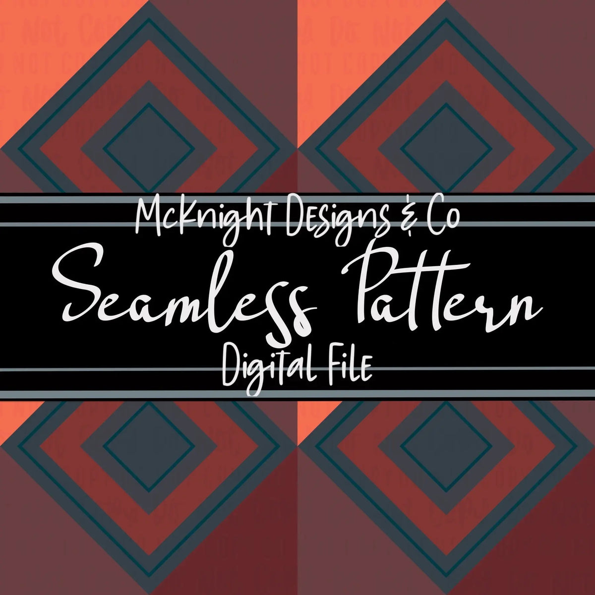 Geometric Diamond Blocks Seamless Pattern – Hand-drawn digital design for fabrics, printed vinyl & sublimation