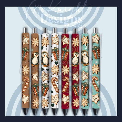 Christmas & Winter Pen Wrap Digital Design Set – 8-14 festive printed vinyl, UVDTF & sublimation wrap designs for custom ink pens