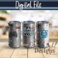 Bad Moms Club 16oz Glass Can Wrap PNG | Edgy Mom Life Design | Gamer Mom | Cherries Bats Lightning McKnight Designs & Co 16 Oz Can Wrap