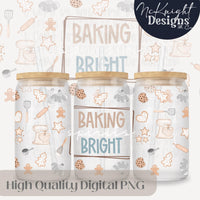 Baking Bright Cup Wrap | Christmas 16 oz PNG | Gingerbread Cookie | Holiday Kitchen Mixer Design McKnight Designs & Co 16 Oz Can Wrap