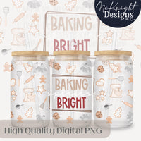 Baking Bright Cup Wrap | Christmas 16 oz PNG | Gingerbread Cookie | Holiday Kitchen Mixer Design McKnight Designs & Co 16 Oz Can Wrap