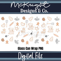 Baking Icons 16oz Glass Can Wrap PNG – Cute Gingerbread, Cookies, Mixer & Baking Tools McKnight Designs & Co 16 Oz Can Wrap