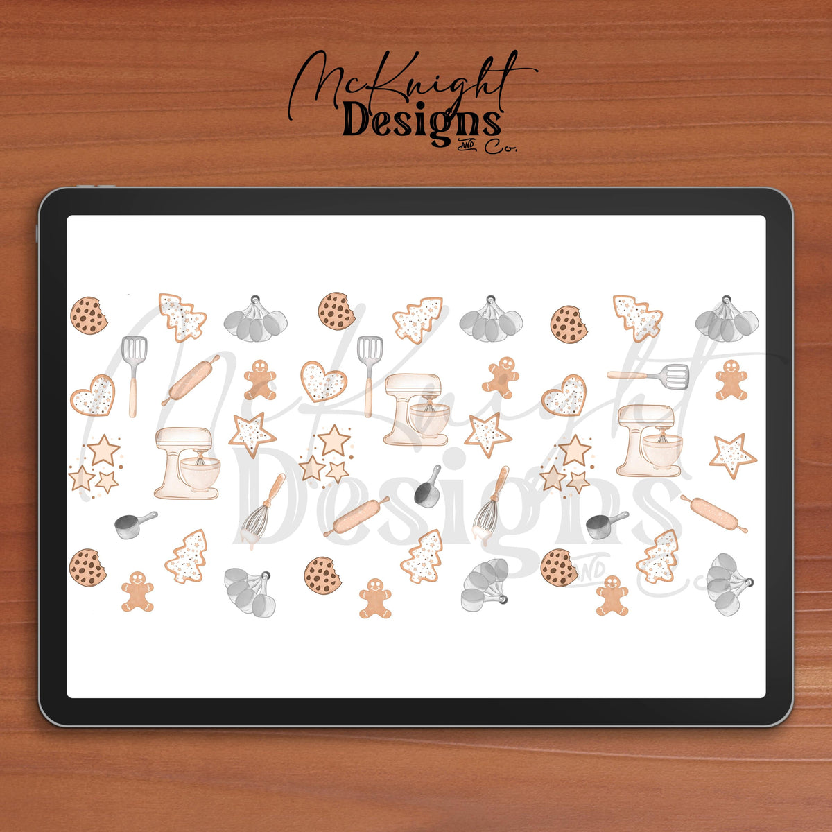 Baking Icons 16oz Glass Can Wrap PNG – Cute Gingerbread, Cookies, Mixer & Baking Tools McKnight Designs & Co 16 Oz Can Wrap