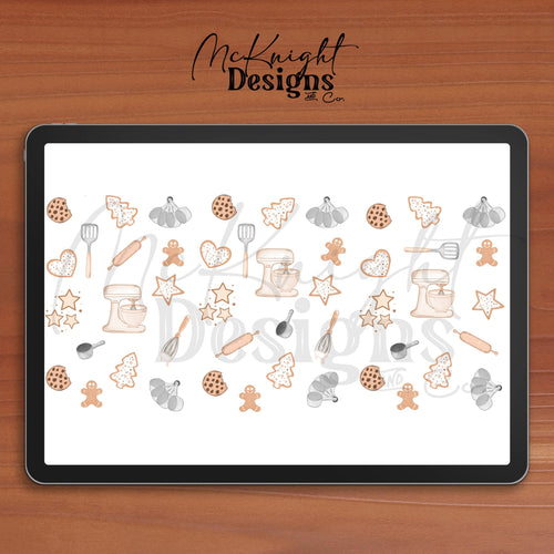 Baking Icons 16oz Glass Can Wrap PNG – Cute Gingerbread, Cookies, Mixer & Baking Tools McKnight Designs & Co 16 Oz Can Wrap