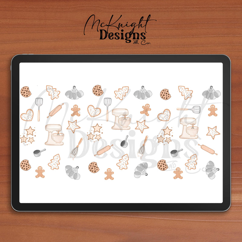 Baking Icons 16oz Glass Can Wrap PNG – Cute Gingerbread, Cookies, Mixer & Baking Tools McKnight Designs & Co 16 Oz Can Wrap