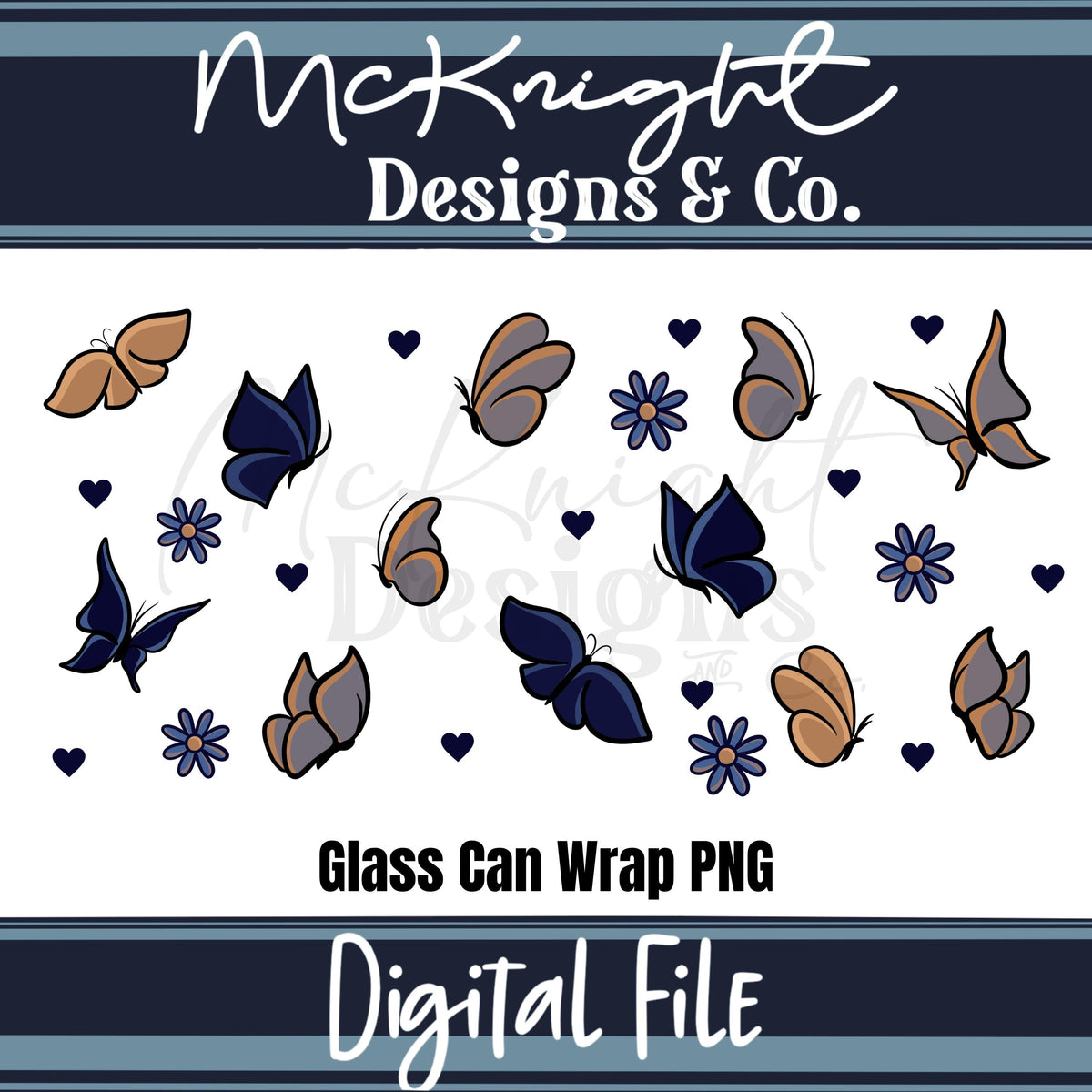Spring Floral | Butterfly & Hearts | 16 oz Can Wrap Digital Design | PNG UVDTF & Sublimation McKnight Designs & Co 16 Oz Can Wrap