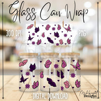 Spring Floral | Butterfly & Hearts | 16 oz Can Wrap Digital Design | PNG UVDTF & Sublimation McKnight Designs & Co 16 Oz Can Wrap