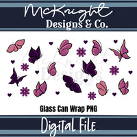 Spring Floral | Butterfly & Hearts | 16 oz Can Wrap Digital Design | PNG UVDTF & Sublimation McKnight Designs & Co 16 Oz Can Wrap