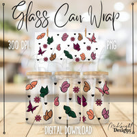 Spring Floral | Butterfly & Hearts | 16 oz Can Wrap Digital Design | PNG UVDTF & Sublimation McKnight Designs & Co 16 Oz Can Wrap
