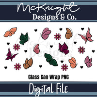 Spring Floral | Butterfly & Hearts | 16 oz Can Wrap Digital Design | PNG UVDTF & Sublimation McKnight Designs & Co 16 Oz Can Wrap