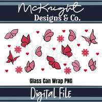 Spring Floral | Butterfly & Hearts | 16 oz Can Wrap Digital Design | PNG UVDTF & Sublimation McKnight Designs & Co 16 Oz Can Wrap