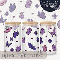 Spring Floral | Butterfly & Hearts | 16 oz Can Wrap Digital Design | PNG UVDTF & Sublimation McKnight Designs & Co 16 Oz Can Wrap