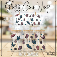 Spring Floral | Butterfly & Hearts | 16 oz Can Wrap Digital Design | PNG UVDTF & Sublimation McKnight Designs & Co 16 Oz Can Wrap