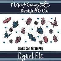 Spring Floral | Butterfly & Hearts | 16 oz Can Wrap Digital Design | PNG UVDTF & Sublimation McKnight Designs & Co 16 Oz Can Wrap