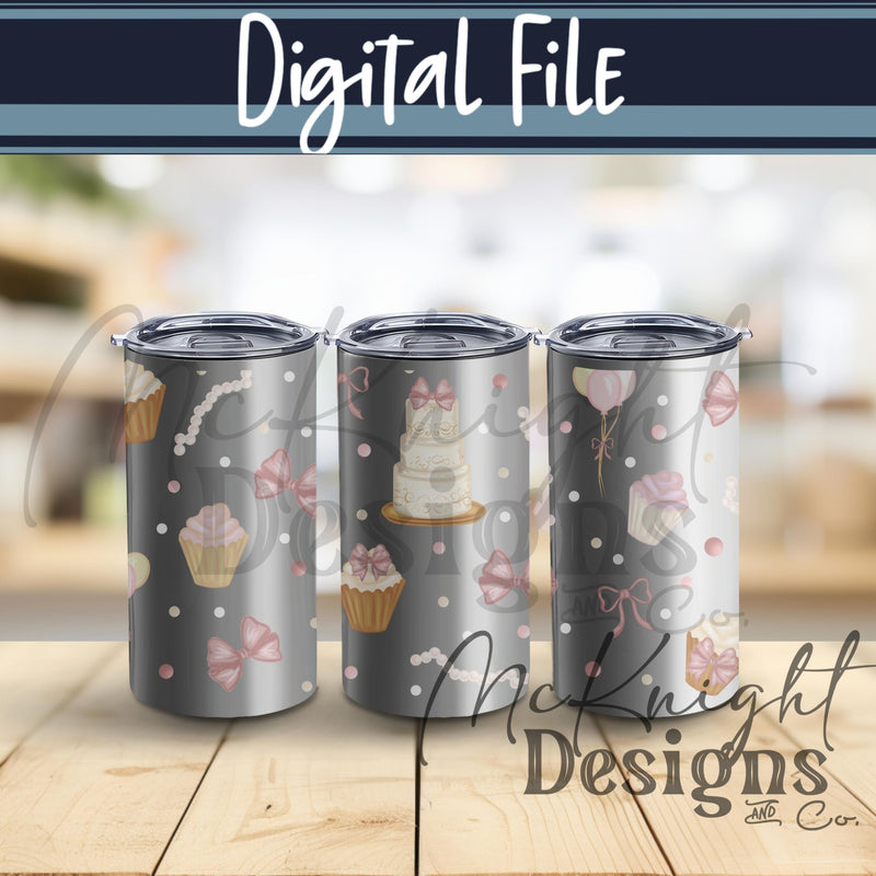 Girly Party Aesthetic Wrap PNG | Birthday Cake Celebration | 16oz Glass Can McKnight Designs & Co 16 Oz Can Wrap