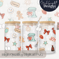 Christmas Baking Glass Can Wrap PNG – Holiday Gingerbread Mixer Cup 16oz McKnight Designs & Co 16 Oz Can Wrap