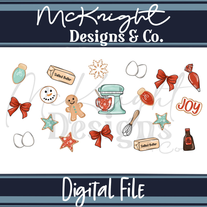 Christmas Baking Glass Can Wrap PNG – Holiday Gingerbread Mixer Cup 16oz McKnight Designs & Co 16 Oz Can Wrap