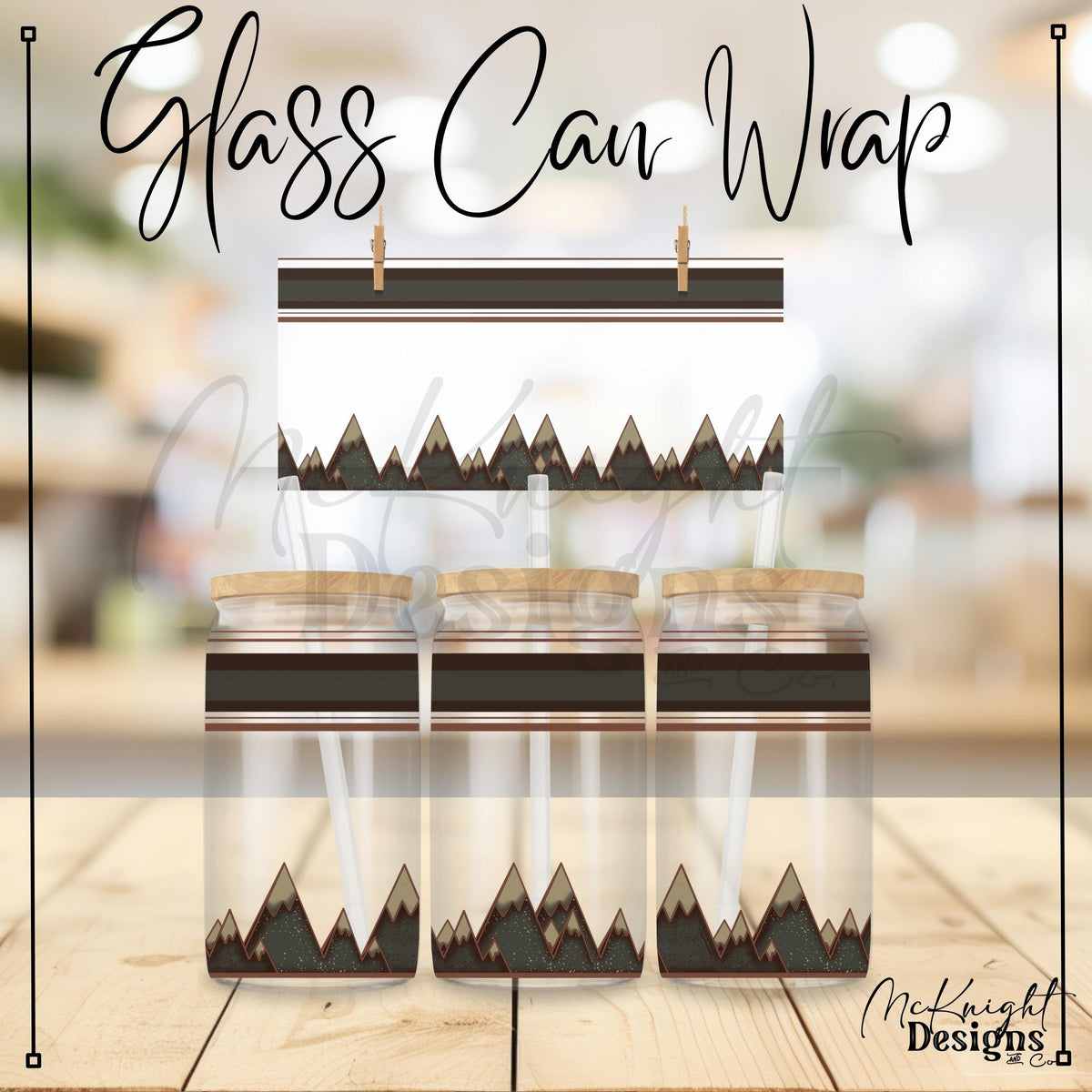 Outdoorsy Mountain 16oz Glass Can Wrap PNG | Hiking Camping Adventure McKnight Designs & Co 16 Oz Can Wrap