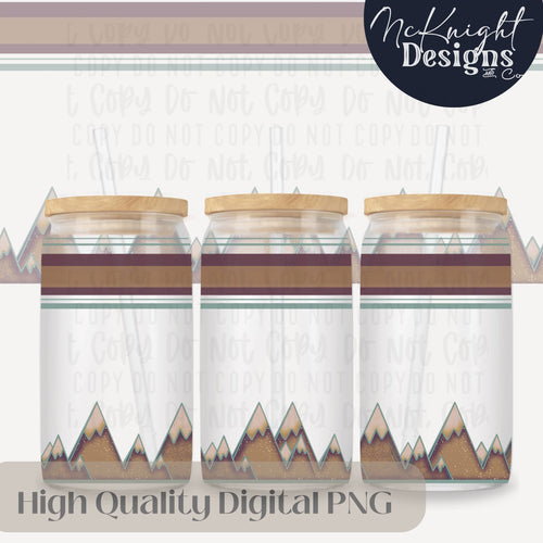Outdoorsy Mountain 16oz Glass Can Wrap PNG | Hiking Camping Adventure McKnight Designs & Co 16 Oz Can Wrap