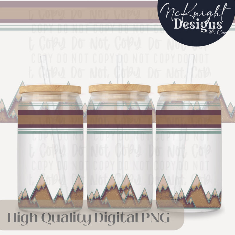 Outdoorsy Mountain 16oz Glass Can Wrap PNG | Hiking Camping Adventure McKnight Designs & Co 16 Oz Can Wrap
