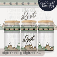 Outdoorsy Mountain 16oz Glass Can Wrap PNG | Hiking Camping Adventure McKnight Designs & Co 16 Oz Can Wrap
