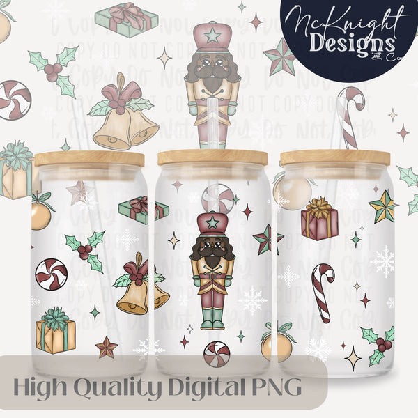 Nutcracker Christmas Cup Wrap PNG 16 oz | Inclusive Designs | Holiday Winter Ornament & Candy McKnight Designs & Co 16 Oz Can Wrap