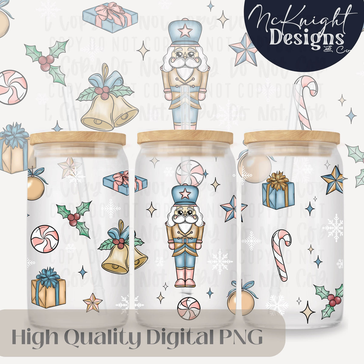 Nutcracker Christmas Cup Wrap PNG 16 oz | Inclusive Designs | Holiday Winter Ornament & Candy McKnight Designs & Co 16 Oz Can Wrap