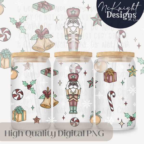 Nutcracker Christmas Cup Wrap PNG 16 oz | Inclusive Designs | Holiday Winter Ornament & Candy McKnight Designs & Co 16 Oz Can Wrap