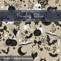 Spooky Bookish Seamless Pattern – Gothic Halloween PNG File (6 Variants) McKnight Designs & Co Seamless Pattern File