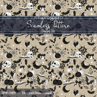 Spooky Bookish Seamless Pattern – Gothic Halloween PNG File (6 Variants) McKnight Designs & Co Seamless Pattern File