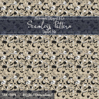 Spooky Bookish Seamless Pattern – Gothic Halloween PNG File (6 Variants) McKnight Designs & Co Seamless Pattern File