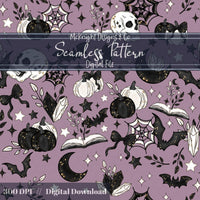 Spooky Bookish Seamless Pattern – Gothic Halloween PNG File (6 Variants) McKnight Designs & Co Seamless Pattern File