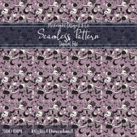 Spooky Bookish Seamless Pattern – Gothic Halloween PNG File (6 Variants) McKnight Designs & Co Seamless Pattern File