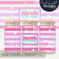 Mama in the Making 16oz Glass Can Wrap PNG – Pink Striped Pregnancy Design McKnight Designs & Co 16 Oz Can Wrap