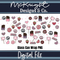 Valentine 16oz Glass Can Wrap PNG Set – XOXO Hearts, Chocolate & Sweets Design McKnight Designs & Co 16 Oz Can Wrap