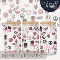Valentine 16oz Glass Can Wrap PNG Set – XOXO Hearts, Chocolate & Sweets Design McKnight Designs & Co 16 Oz Can Wrap