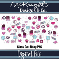 Valentine 16oz Glass Can Wrap PNG Set – XOXO Hearts, Chocolate & Sweets Design McKnight Designs & Co 16 Oz Can Wrap