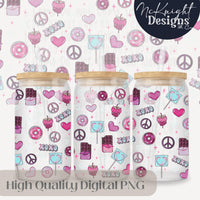 Valentine 16oz Glass Can Wrap PNG Set – XOXO Hearts, Chocolate & Sweets Design McKnight Designs & Co 16 Oz Can Wrap
