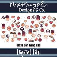 Valentine 16oz Glass Can Wrap PNG Set – XOXO Hearts, Chocolate & Sweets Design McKnight Designs & Co 16 Oz Can Wrap