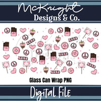 Valentine 16oz Glass Can Wrap PNG Set – XOXO Hearts, Chocolate & Sweets Design McKnight Designs & Co 16 Oz Can Wrap