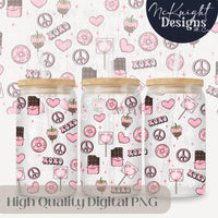 Valentine 16oz Glass Can Wrap PNG Set – XOXO Hearts, Chocolate & Sweets Design McKnight Designs & Co 16 Oz Can Wrap