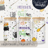 Witches Be Cray 16oz Glass Can Wrap PNG – Sarcastic Witchy Halloween - Pastel Witch Design, Spooky Season McKnight Designs & Co 16 Oz Can Wrap