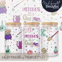Witches Be Cray 16oz Glass Can Wrap PNG – Sarcastic Witchy Halloween - Pastel Witch Design, Spooky Season McKnight Designs & Co 16 Oz Can Wrap